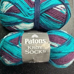 Patons Kroy Socks in Teal and Purple